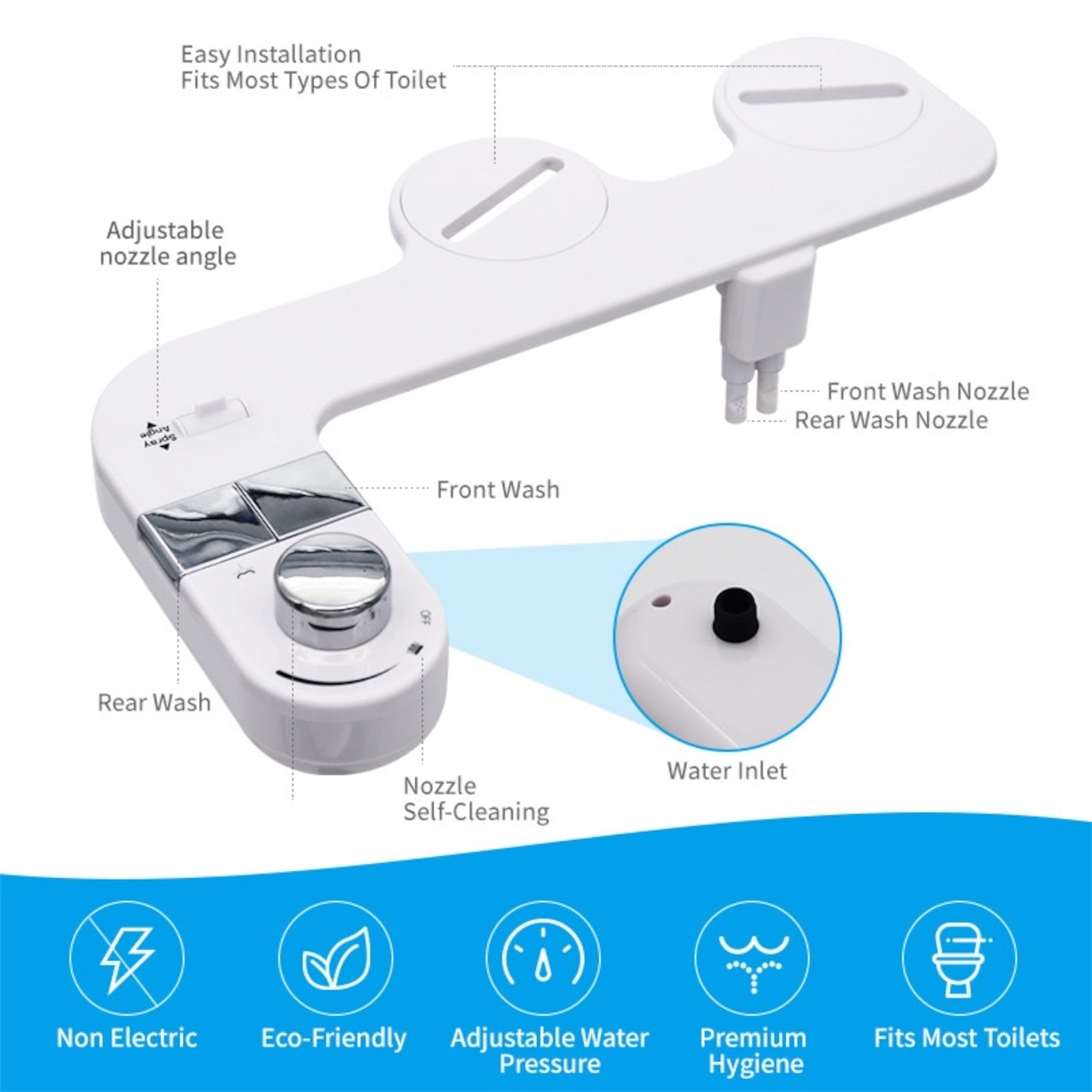 Premium Pro Non electric bidet toilet seat attachment