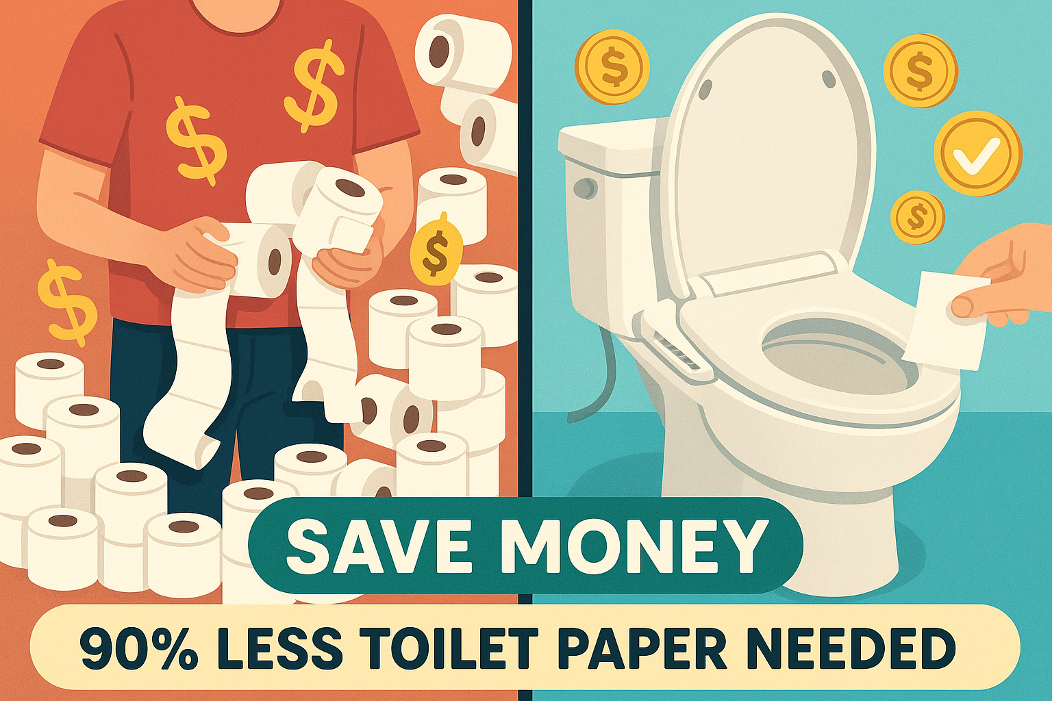 save money on toilet paper when you use a toilet bidet
